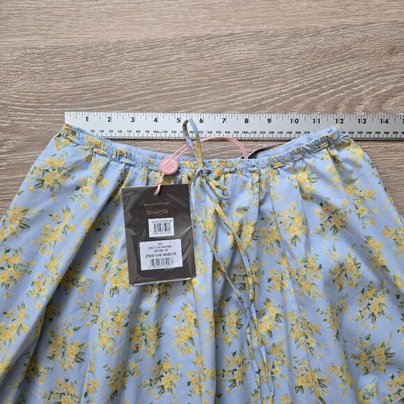 House of Cb Cora Gathered Lace-Up Skirt with Pockets Blue Size XS New With Tags - Picture 9 of 17